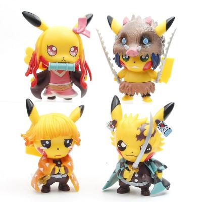 China Eco-friendly Material Japanese Anime Demon Slayer Pikachu Kimetsu Action Numbers No Yaiba Figure Set for sale