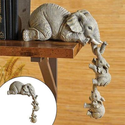 China Europe Elephant Sculpture Craft Home Ornaments 3-Piece Mother Elephant Hanging 2 Baby Elephant Figurines for sale