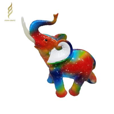 China 2021 New Europe Color Elephant Figurine Resin Elephant Floral Paper Statue Home Decoration Desktop Ornaments for sale