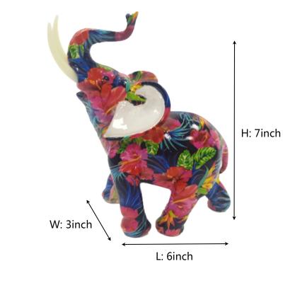 China Europe Elephant Sculpture Resin Elephant Statues Creative Painted Home Decor for sale