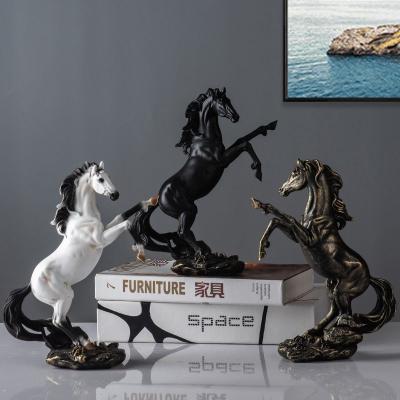 China Wholesale Folk Resin Stance Horse Statue China Art Crafts Rearing Horse Sculpture For Home Decoration for sale