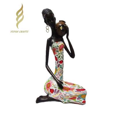 China Europe Top Selling Resin Abstract African Woman Sculpture For Home Decor for sale