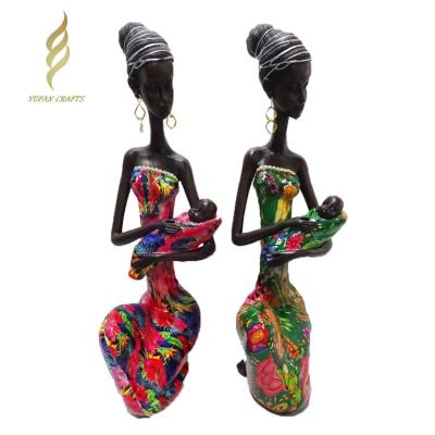 China Custom Made Europe Black Women Statues High Quality Resin African Woman Sculpture for sale