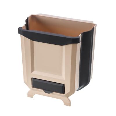 China 2023 NEW Design Car Folding Trash Can Sideboard Door Folding Hanging Mini Garbage Bin Sustainable Plastic Fold Trash Can for sale