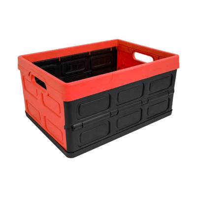 China Amazon Durable New Heavy Duty Plastic Foldable Stackable Hardside Sold Folding Sild Storage Crate for sale