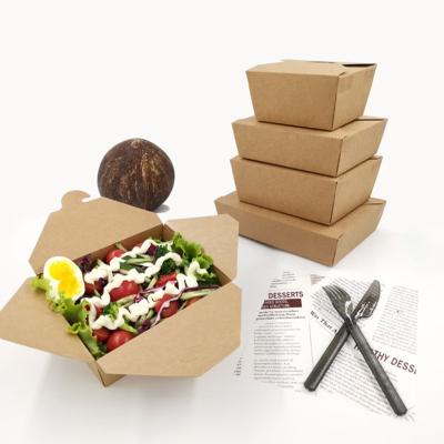 China Disposable/Recyclable Eco-Friendly Biodegradable Food Salad Wrapping Paper Box Bento Takeout Box Disposable Food Packaging for sale