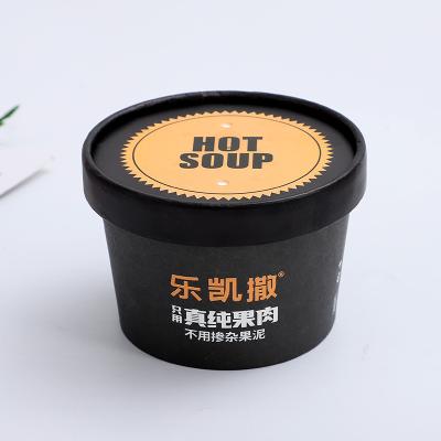 China Customized Printed White Paper Logo Disposable Ice Cream Box Cups With Lid à venda