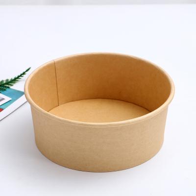 China Disposable Manufacturer Custom Wholesale 100% Eco Friendly Brown Kraft Paper Disposable Salad Bowls for sale