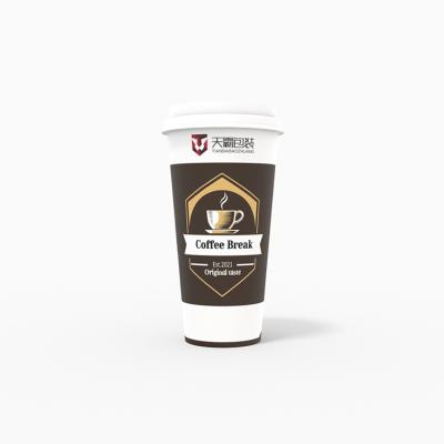 China 12oz 16oz 20oz Disposable High Quality Disposable Hot Drink Coffee Custom Paper Cup With Lid And Sleeve for sale