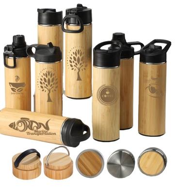 China New Arrival Wholesale PORTABLE Thermos Vacuum Flask Vacuum Flask Bamboo Water Bottle With Plastic Lid for sale