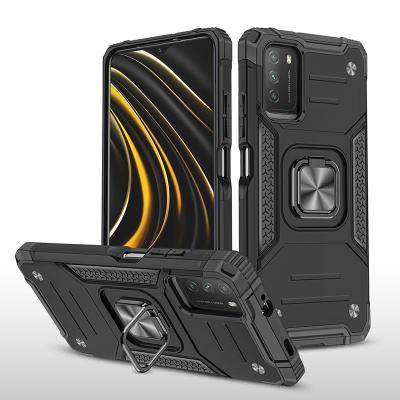 China 2 in 1 hybrid armor tup PC material can be used for magnetic car holder with bracket Xiaomi poco m3 cell phone back case SZ-003 for sale