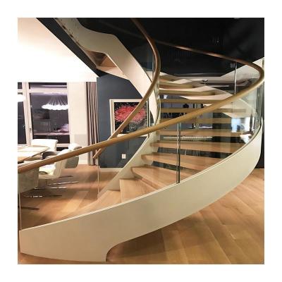 China Modern Low Cost Modern Wooden Arch Stairs Designs Indoor Curved Wooden Stairs for sale