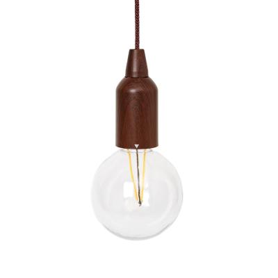 China 2020 New Item Camping Camping Outdoor Indoor Battery Operated Portable Home Tent Hiking Camping Wooden LED Pull Rope Light Lamp Bulb for sale