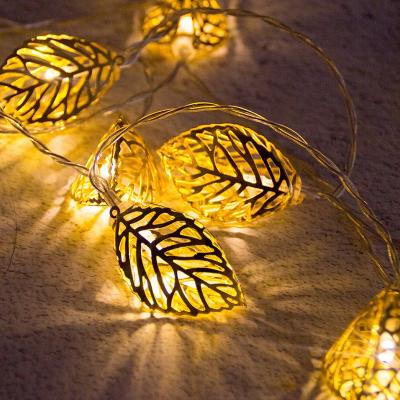 China OEM Birthday Leaf Christmas Party Decoration LED Simulation Indoor Outdoor Waterproof Garden Leaf Solar Powered String Lights for sale