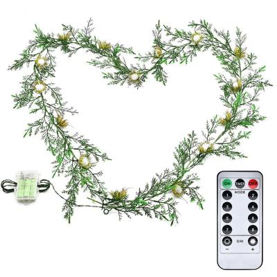 China New Item Rattan Flower Battery Indoor Garden Decor Remote Control Star Strips LED Wedding Christmas Trees Plant String Lights for sale