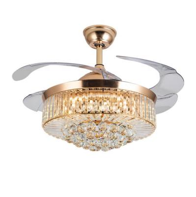 China Amazon Hot Sale Modern 36 42 48inch Modern Hanging Fan Chandelier Remote Control Luxury Led K9 Crystal Ceiling Fan Light for sale