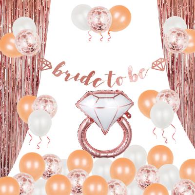 China 46pcs Rose Gold Latex Aluminum Diamond Ring Balloon Bridal Wedding Valentine's Day Foil Set Decorative Party Supplies for sale