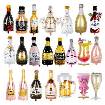 China New Year Birthday Theme Party Balloon Cartoon Foil Balloon Champagne Wine Beer Glass Foil Balloon Foil Balloon for sale