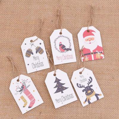 China Paper& Cotton Paper& Cotton Christmas Wrapping Paper Tags With Handmade Hemp Rope DIY Opens Hang Label New Year Xmas Party Decor Gift Wrapping Supplies for sale