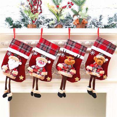 China Cute Cloth Christmas Stocking Stuffers Plush Fireplace Stocking Personalized Party Hanging Home Decoration with Snowman Santa Elk Bear for sale