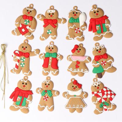 China Soft PVC PVC Gingerbread Man Christmas Tree Ornaments Xmas Living Room Decor Tools Xmas Holiday Home Decoration for sale