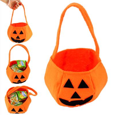 China Foldable Happy Halloween Tissue Pumpkin Jack Lantern Bag Candy Gift Basket Treat or Trick Decoration Portable Bag for sale