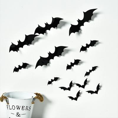 China PVC Halloween Holiday Party Decoration 3D Bat Wall Sticker Party Decoration Halloween Supplies Foldable Bat Wall Sticker for sale