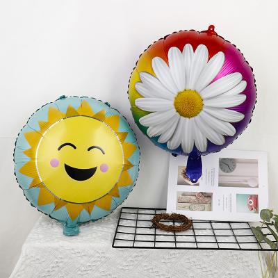 China Foil/Helium Foil/Helium 18inch Daisy Sunflower Foil Balloons Festival Background Decoration Happy Birthday Cute Kids Flower Balloon for sale