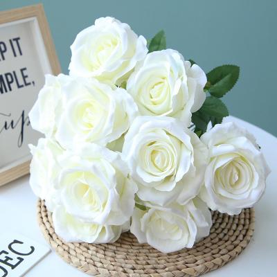 China Natural Real Touch Flower 10heads Rose Touch Artificial Valet Roses Bush For Flower Arrangement for sale