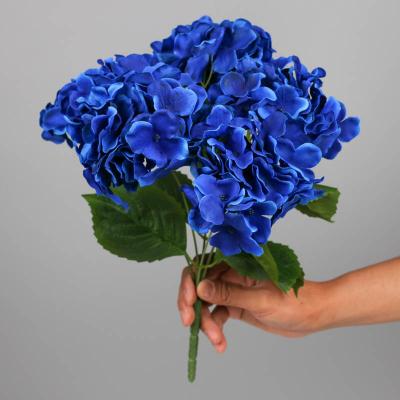 China High Quality Silk 5 Head Blue Hydrangea Artificial Flower For Wedding Decor for sale