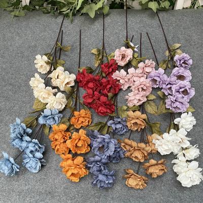 China Cheap Artificial Silk Flower Arrangement 6 Main Peony For Wedding Decor for sale