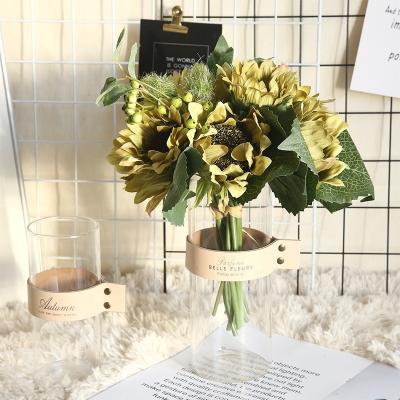 China Natual Touch & eco-friendly & Fashional Artificial Flowers Real Touch Faux Sunflower Bunch For Living Room Decoration for sale