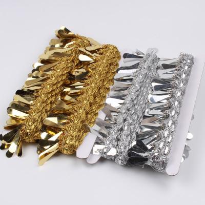 China Multicolor Laser Sequin Fabric DIY Dressing Shoes And Hats Embroidered Decorative Cloth Dressing Accessories Fringe Lace Trim for sale