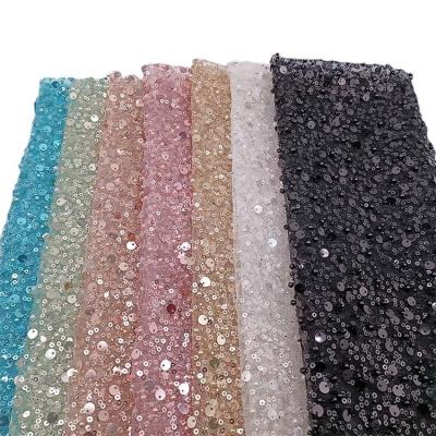 China Wholesale Viable Luxury Beaded Wedding Fashion Sequin Tube Sequin 6cm 3cm Bridal Lace Fabric Embroidery for sale