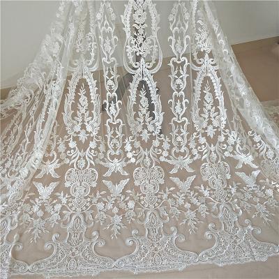 China Breathable Luxury Embroidery Wedding Lace Cloth Curtain Fabric DIY Tablecloth Lace Material for sale