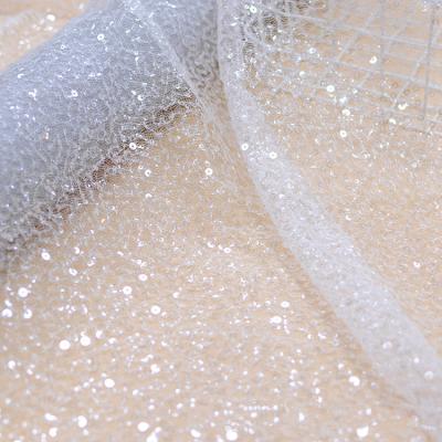 China Breathable Tulle Mesh Sequin Embroidery Bridal Wedding Lace Fabric for sale