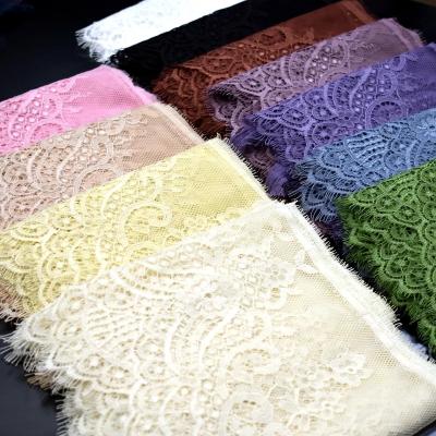 China Viable Multicolor French Lace Trim With Eyelash For DIY Accessories Wedding Dress Chantilly Eyelash Trim for sale