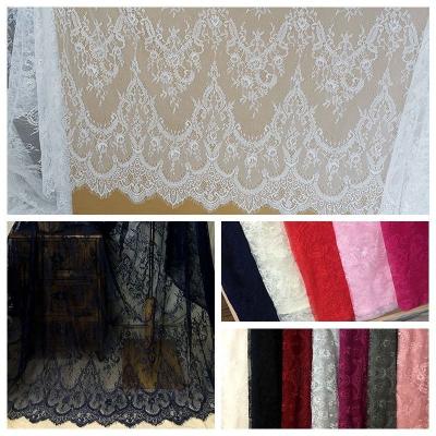 China Breathable 12 Colors Purple Pink Gray 3 Meters In Length DIY Curtain Fabric Eyelash French Lace Fabric for sale