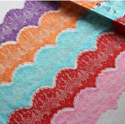 China Trims Sustainable Colored Eyelash Lace French Trim 10cm Wide Handmade Voile Wedding for sale