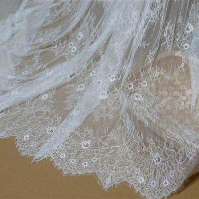 China 150cm wide breathable 3 yards one pc french lace fabric with double eyelash side edges for sale