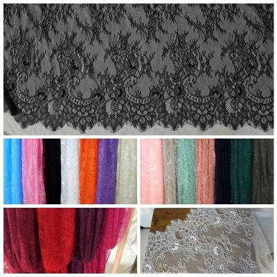 China Soft French Dress Lace Fabric Wedding Chantilly Eyelash 150cm Wide Sustainable Lace for sale