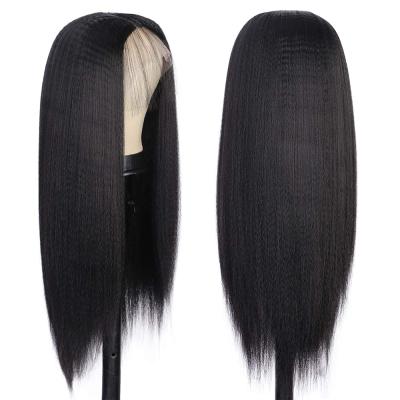 China Yaki G&T Wig Yaki Synthetic Fiber Heat Resistant Hair G&T Front Wig Natural Color No Straight Headband Wig For Black Women for sale