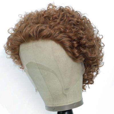 China Short Curly Lace Front Wigs Short Hair G&T Wigs For Women 100% Colored Women's Preplucked Pixie Cut Kinky Curly Remy Hair for sale