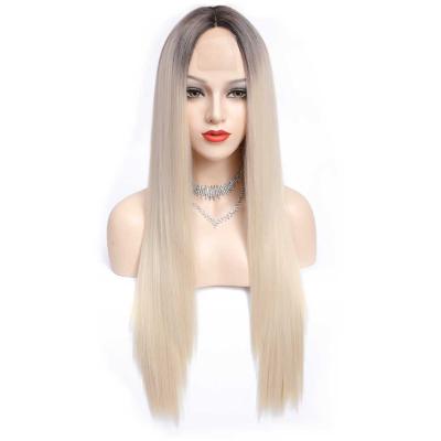 China Long Straight Blonde Wig Long Straight Synthetic Bob Wig G&T Hair For Ombre White Natural Color Women Heat Resistant Fiber for sale