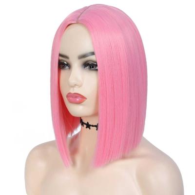 China Straight Bob Wig G&T Bob Wigs Pink Wig Short Straight For Women Synthetic Fiber Heat Resistant Silky Natural As Real Hair for sale