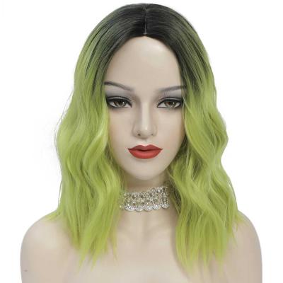 China Short Bob Wig G&T Straight Wig Green Wig Wavy Wigs For Women Synthetic Fiber Heat Resistant Costume Party Halloween for sale