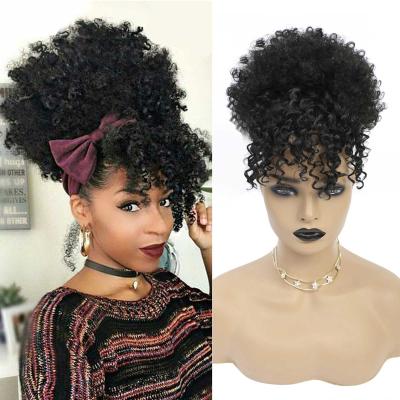 China Pineapple Wig G&T Afro Puff Hair Bun Drawstring Ponytail High With Bangs Pineapple Hair Short Kinky Curly Extensions For Black Women for sale