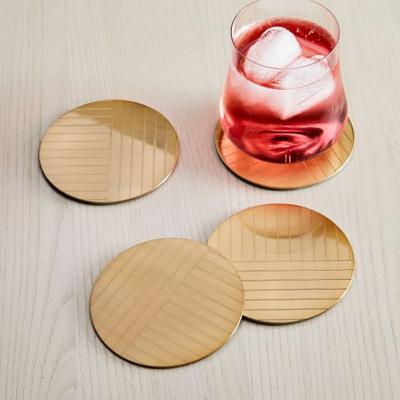 China Contemporary Custom Special Hexagon Antique Solid Brass Hammer Coaster For Bar Drinks Home Decor for sale