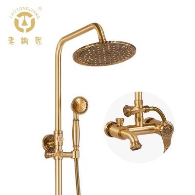 China With Wall Mount Brass Silver Faucet Set Slide Bar Shower Triple Function Shower System Brushed Nickel Full Shower Faucet Set for sale