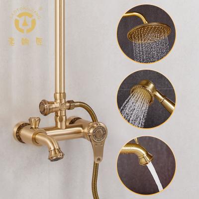 China With Slide Bar Luxury Gold Shower Set Bathroom Shower Faucet Sanitary Brass Mixer Tap for sale